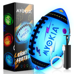 MYOKIA light-up football with tri-color glow for safe night play.