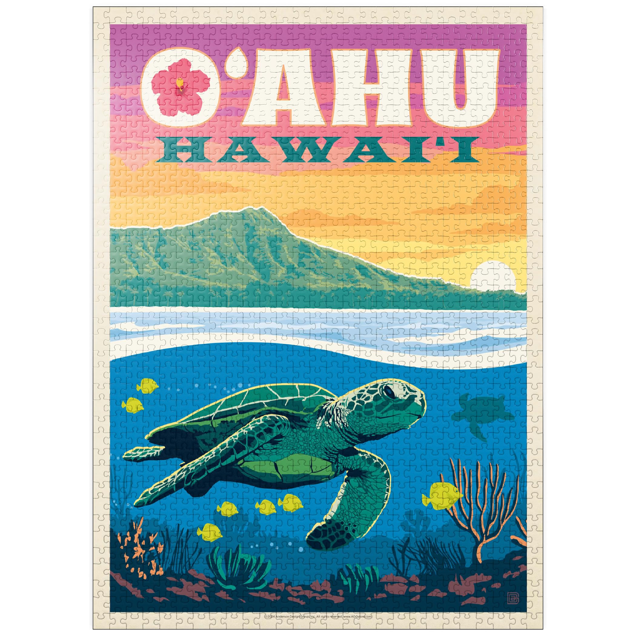 MyPuzzle Hawaii O'ahu sea turtle puzzle box — vibrant colors boost focus and enjoyment