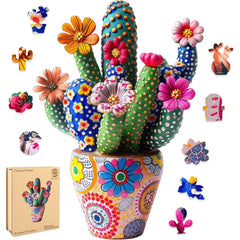 Mys Aurora cactus flower wooden puzzle box, ready for gifting and safe storage