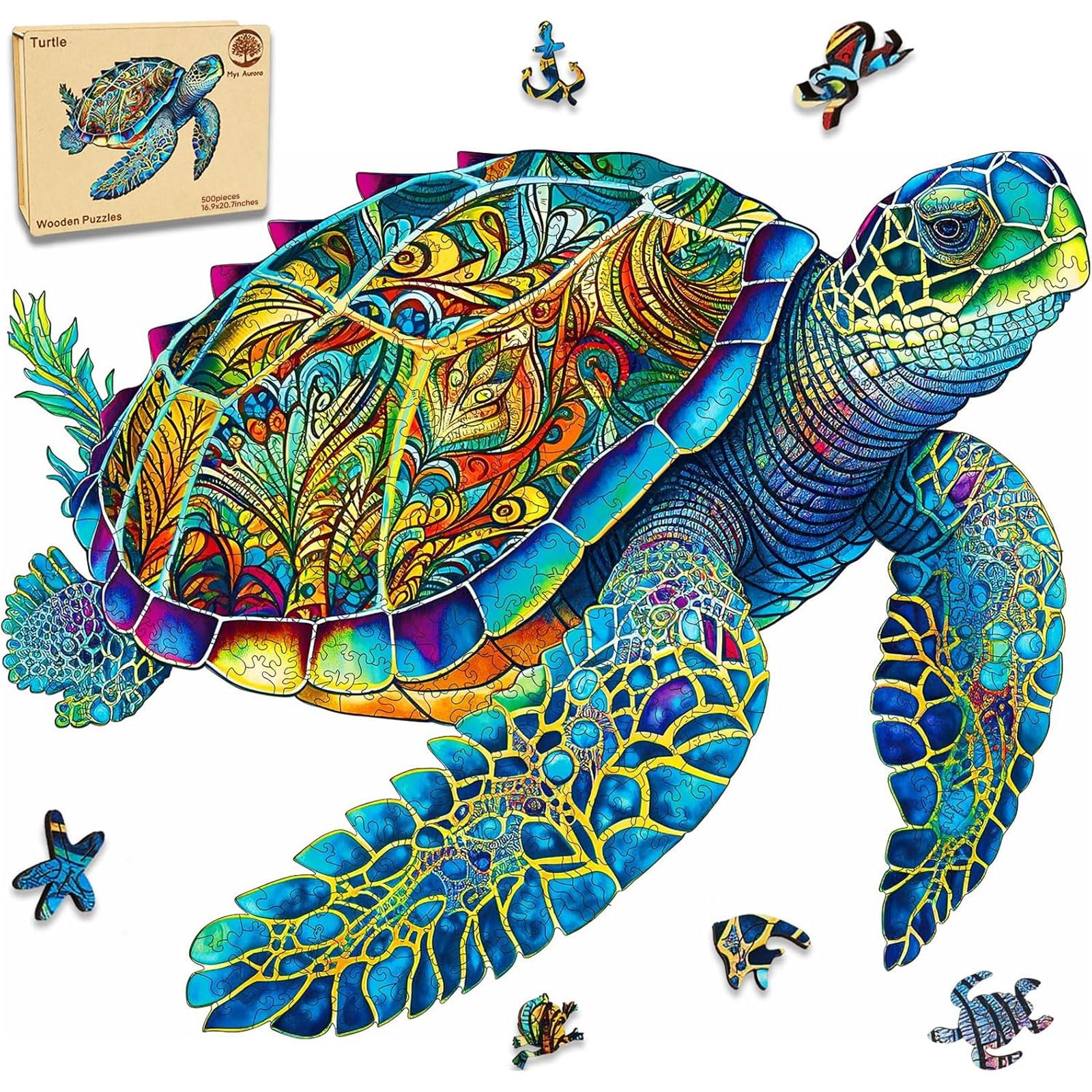 Mys Aurora sea turtle puzzle box and design, ideal for family evenings