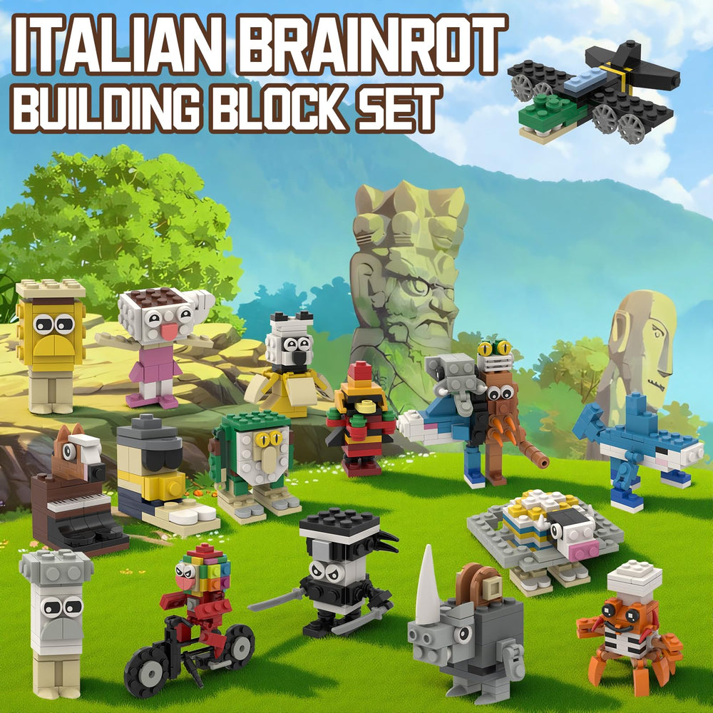 Myth Qholve Italian Brain Rot meme animals and robots in action-ready pose for imagination.