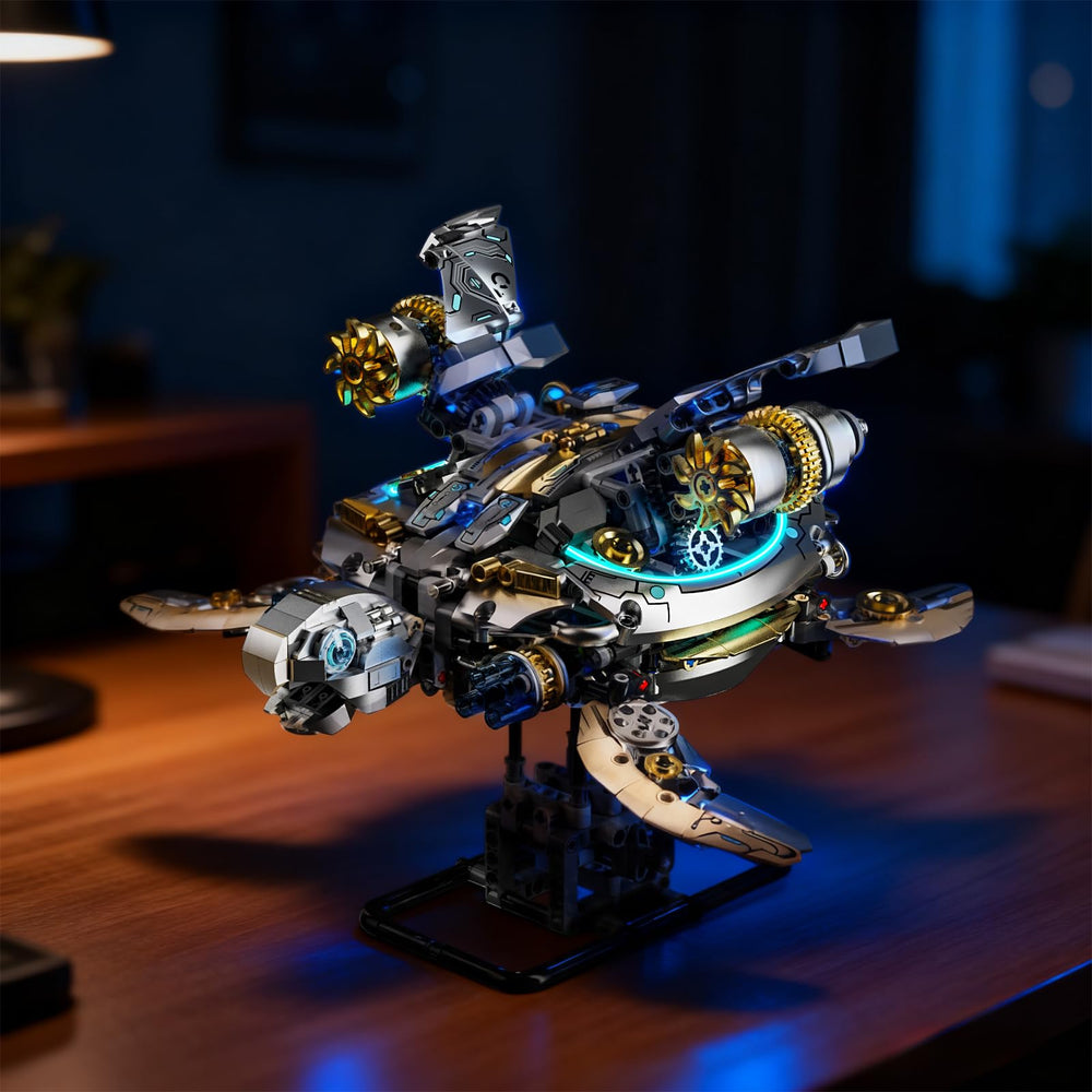 Myth Qholve mechanical turtle on a stable base for vivid room decor.