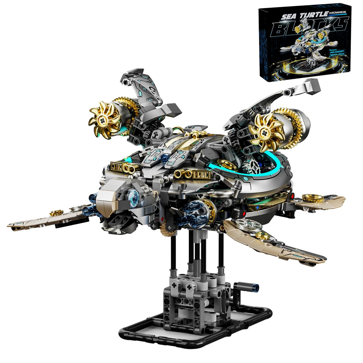 Myth Qholve mechanical turtle hand crank in action, showcasing precise gear motion.