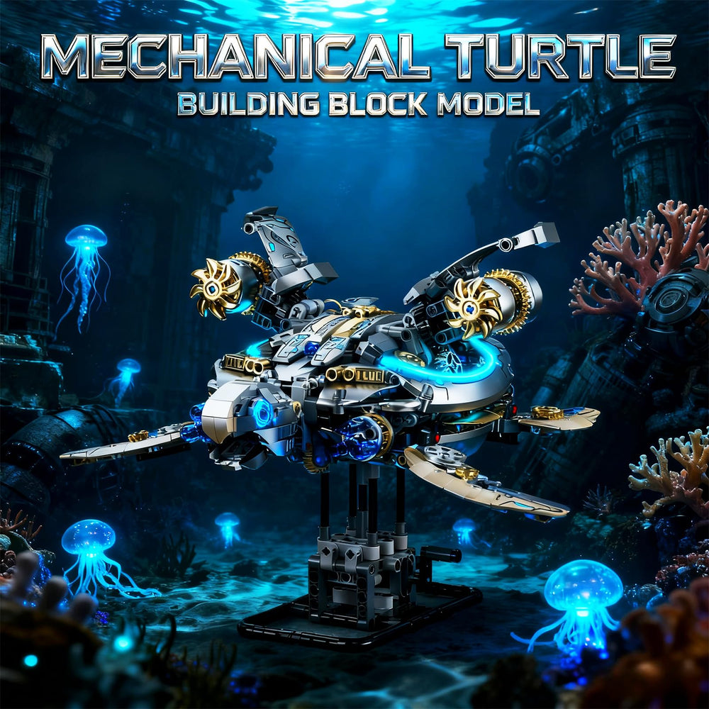 Myth Qholve steampunk turtle exterior with golden gears for striking display.