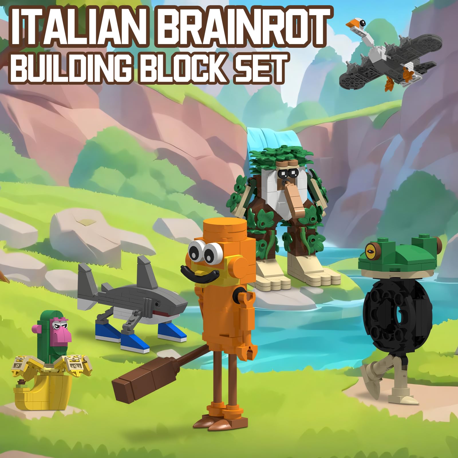 Myth Qholve shark building block figure supports hands-on construction fun.