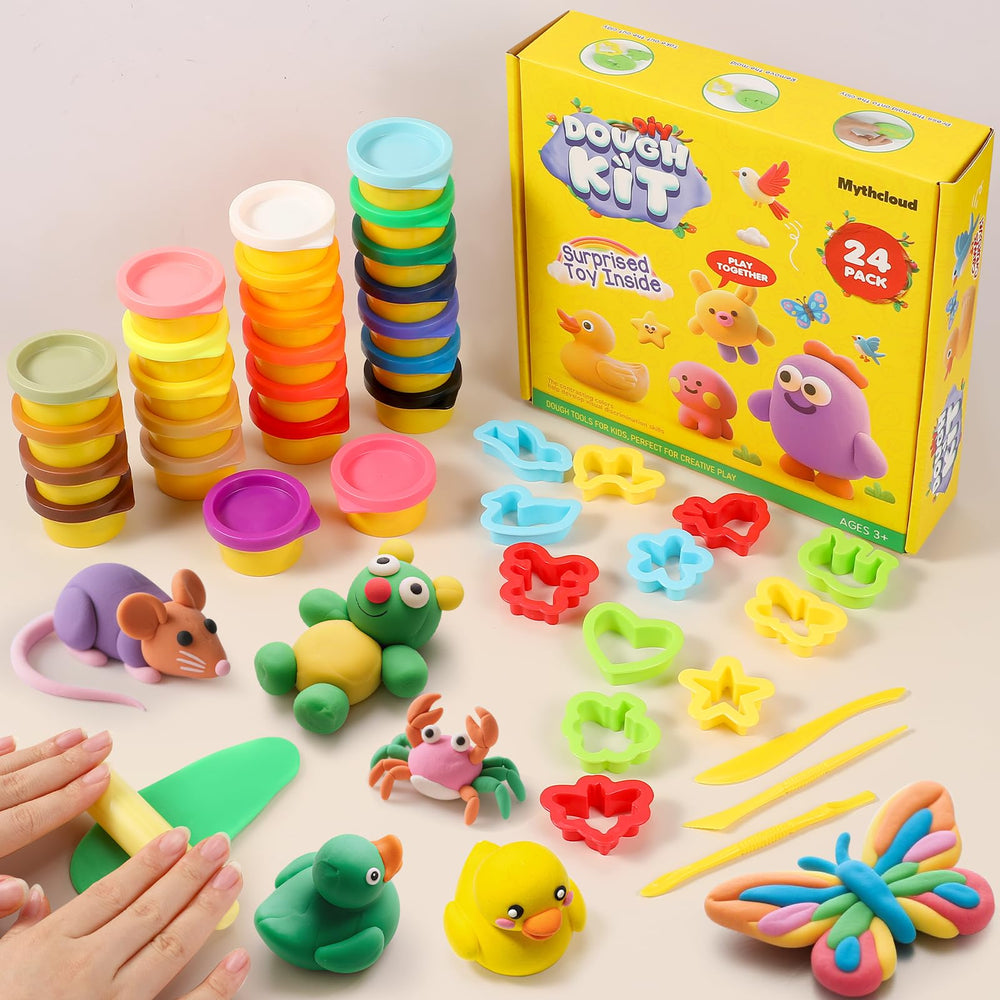 Mythcloud 24 color playdough bulk pack offers vibrant hues for creative kids.