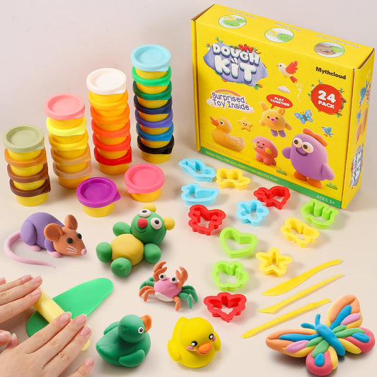 Mythcloud 24 color playdough bulk pack offers vibrant hues for creative kids.