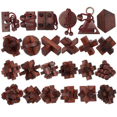 Mytothfy 24-piece wooden brain teaser for adults and teens engaging problem-solving.