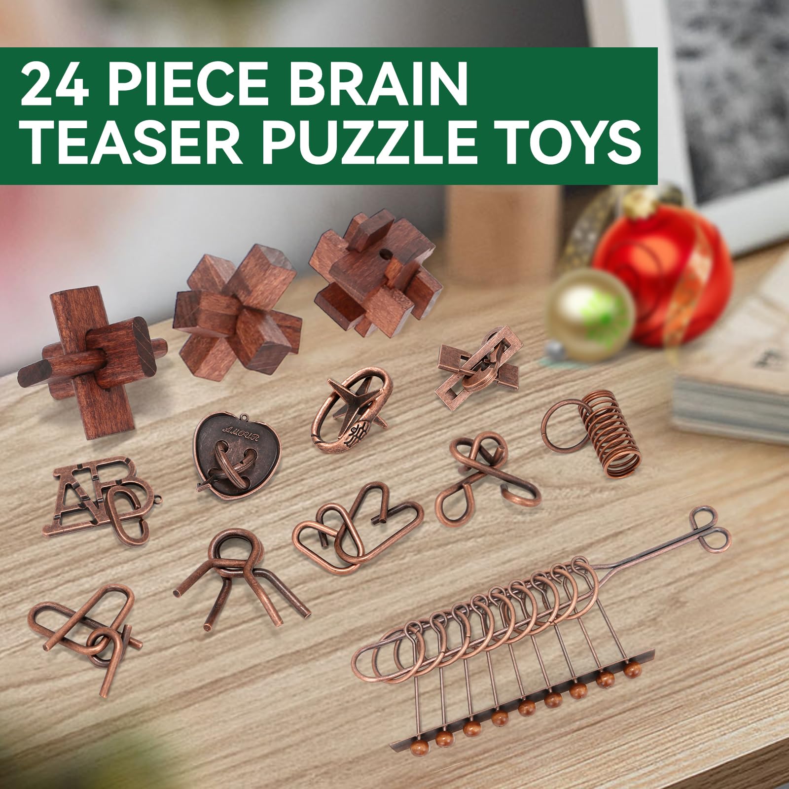 Mytothfy 24-piece brain teaser set with varying difficulty