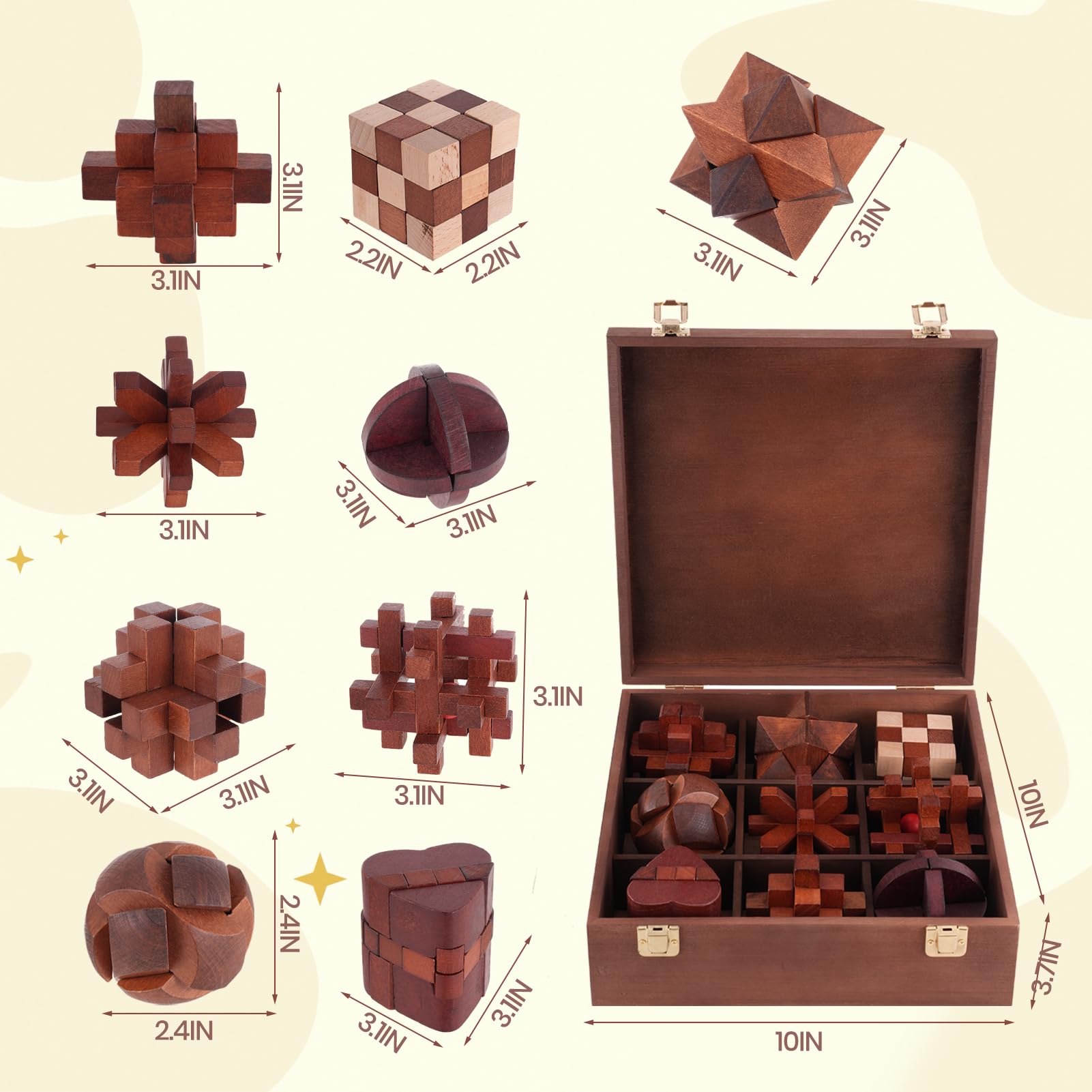 Mytothfy brain teaser puzzle pieces arranged to reveal a challenging interlock.