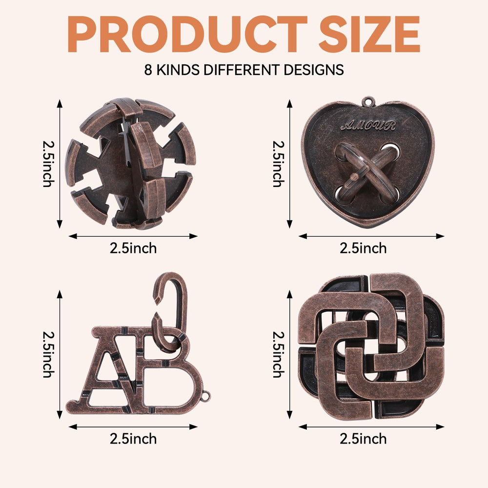 Mytothfy stainless steel and wood brain teaser with smooth edges for safe handling.