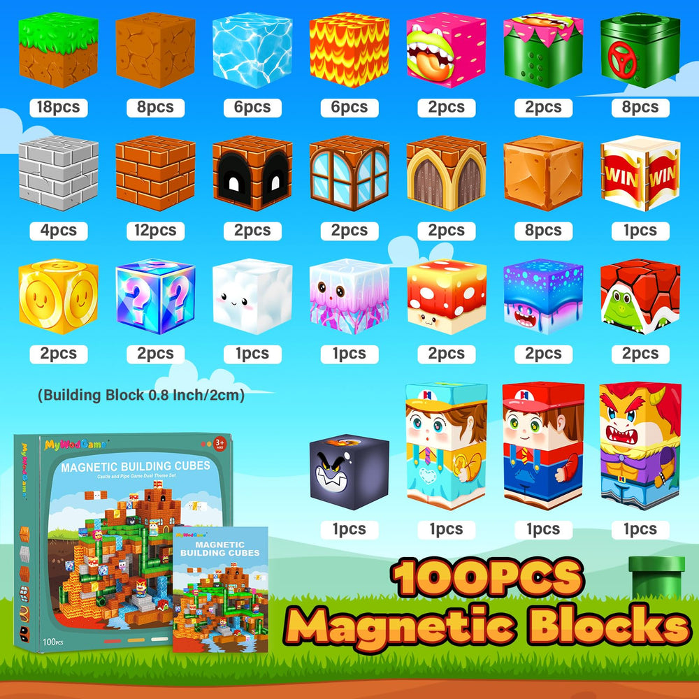 MyWodGame building cubes close-up showing magnets and vibrant colors for exploration.