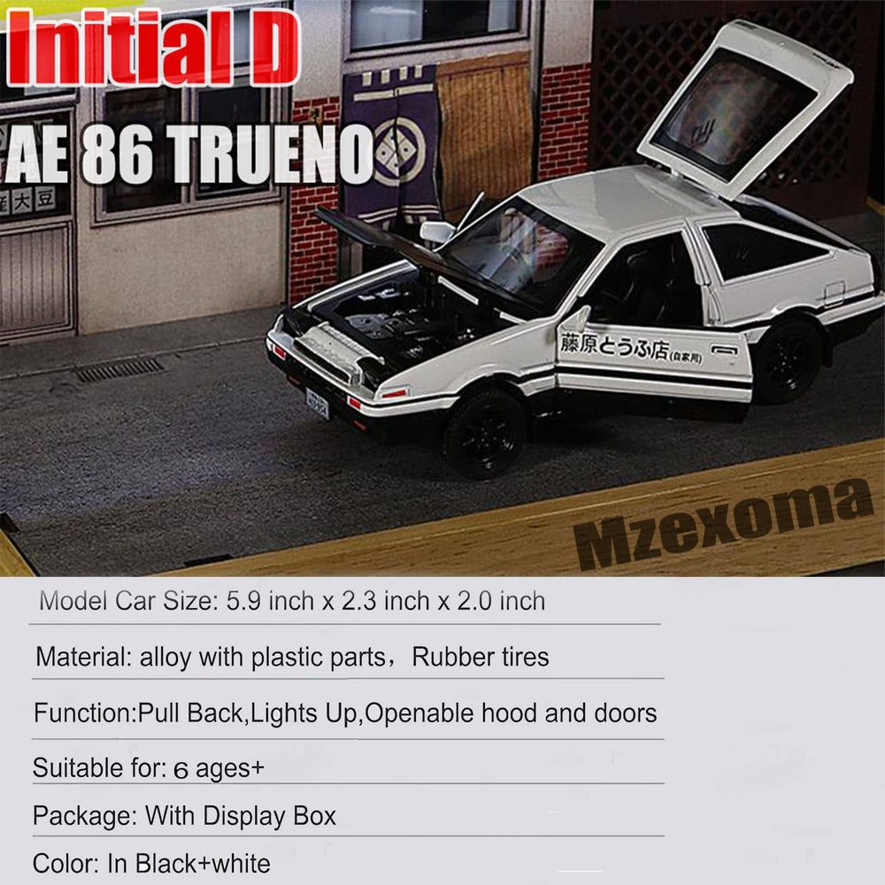 Mzexoma Initial D Trueno AE86 display base included for organized showcase.