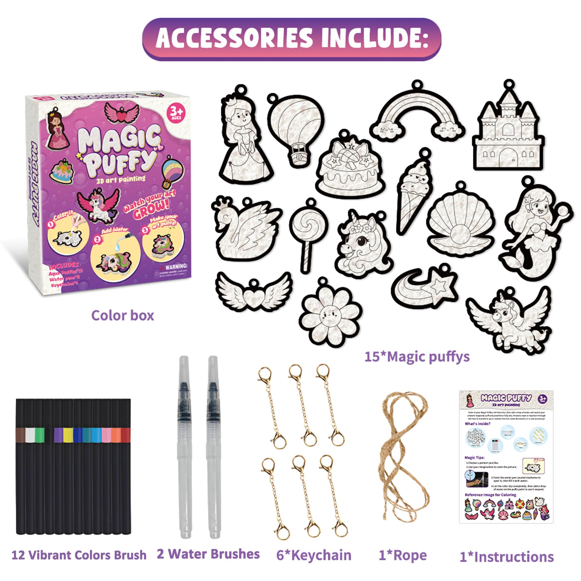 MZYTOZA 3D Art Kit Aqua Puffs animals – cute figures spark imagination