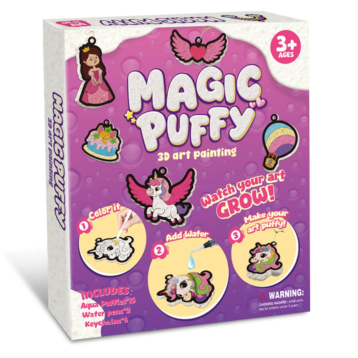 MZYTOZA 3D Art Kit Aqua Puffs unicorns – magical 3D art for kids