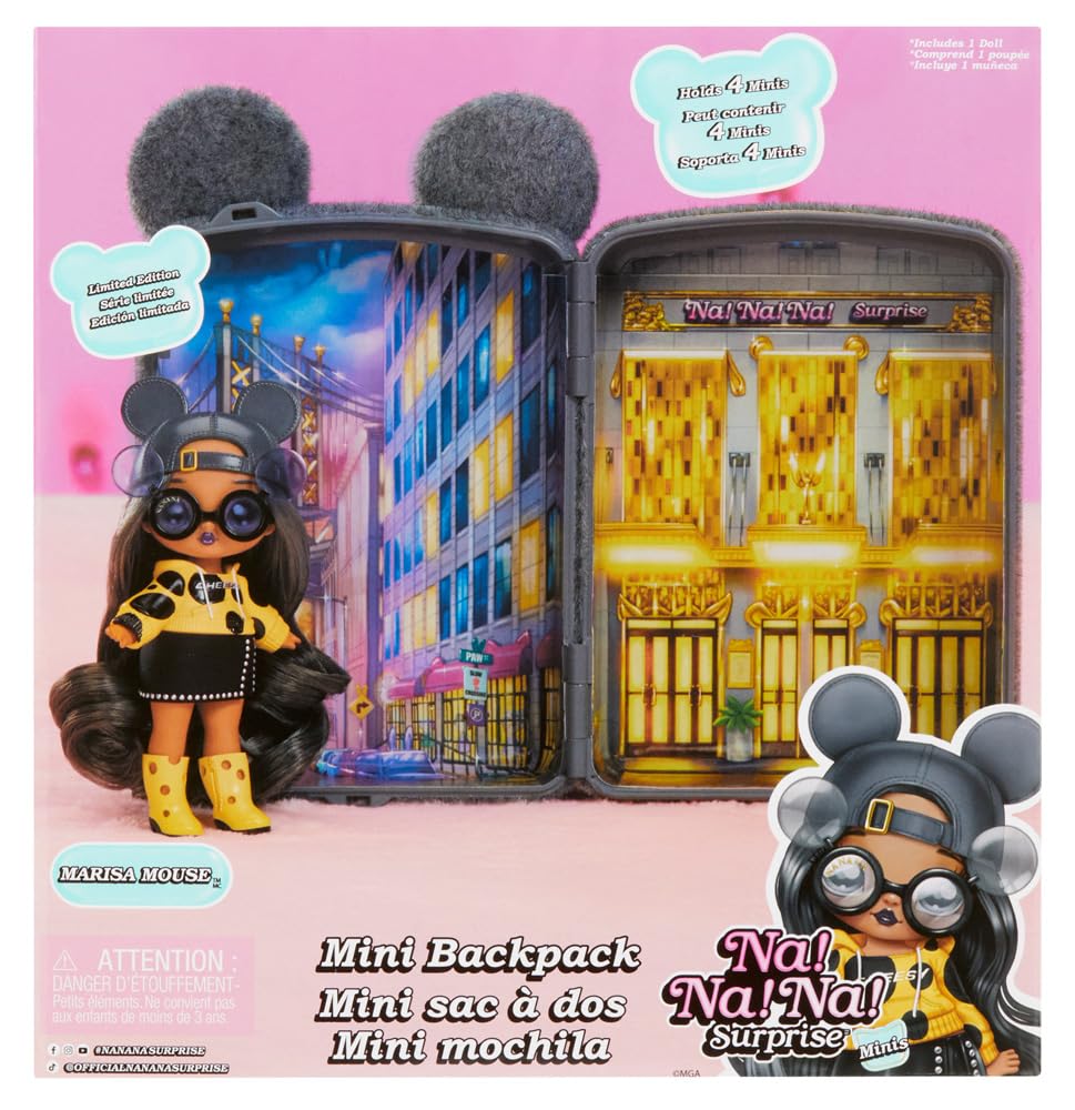 Na Na Na Surprise Marisa Mouse doll portrait with fuzzy hat and outfit detail.