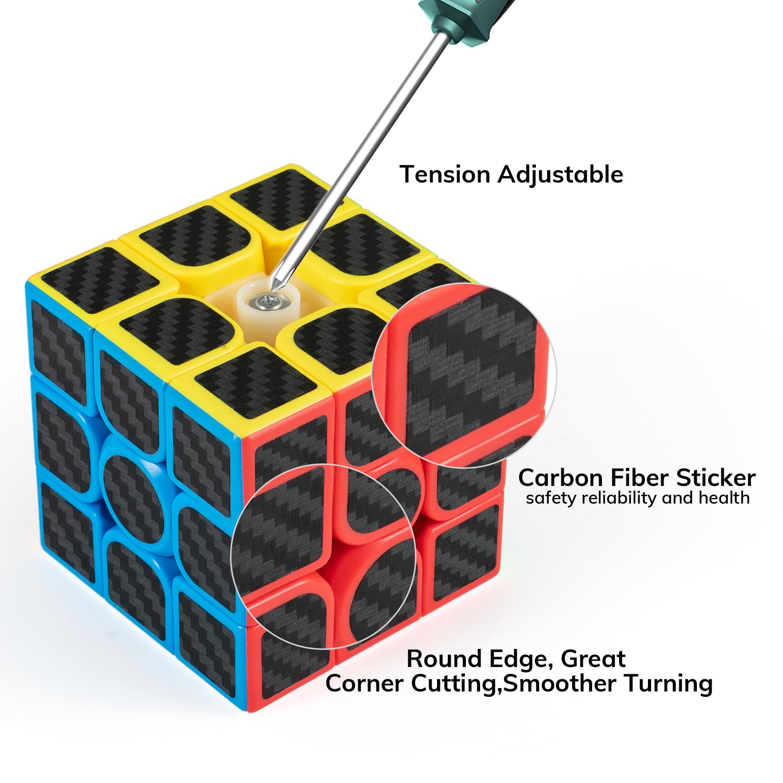 nabreeli carbon fiber speed cube 3x3 in vivid colors for quick identification