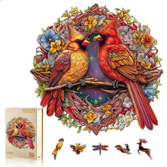 NABYSHOP wooden cardinal puzzle on branches for adults, calm and engaging.