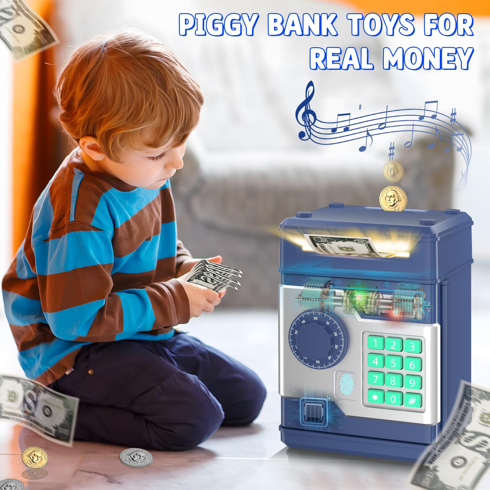 NAFEIV Kids piggy bank digital display hints at progress tracking while saving.