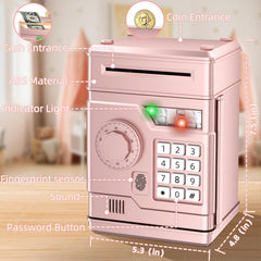NAFEIV Kids Piggy Bank coin-slot demonstrates easy money insertion for ages 3-8.
