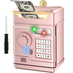 NAFEIV Kids Piggy Bank front view shows the rose-gold design for saving.