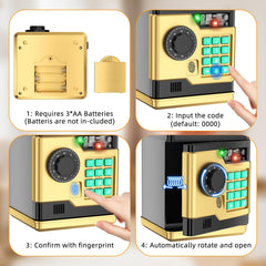 NAFEIV piggy bank fingerprint unlock close-up shows quick access.