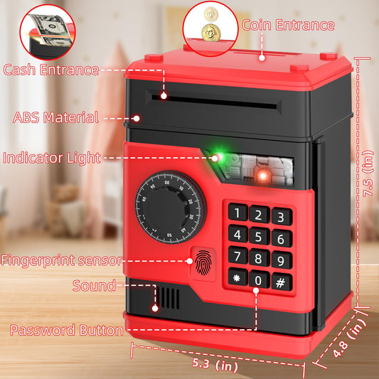 NAFEIV Piggy Bank shows fingerprint unlock for quick, secure access.