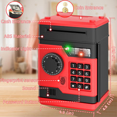 NAFEIV Piggy Bank shows fingerprint unlock for quick, secure access.