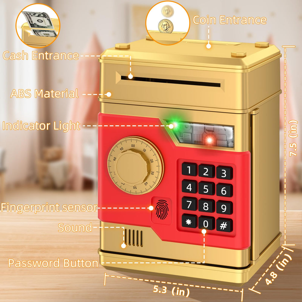NAFEIV Piggy Bank large capacity holds coins and banknotes for growing savings.