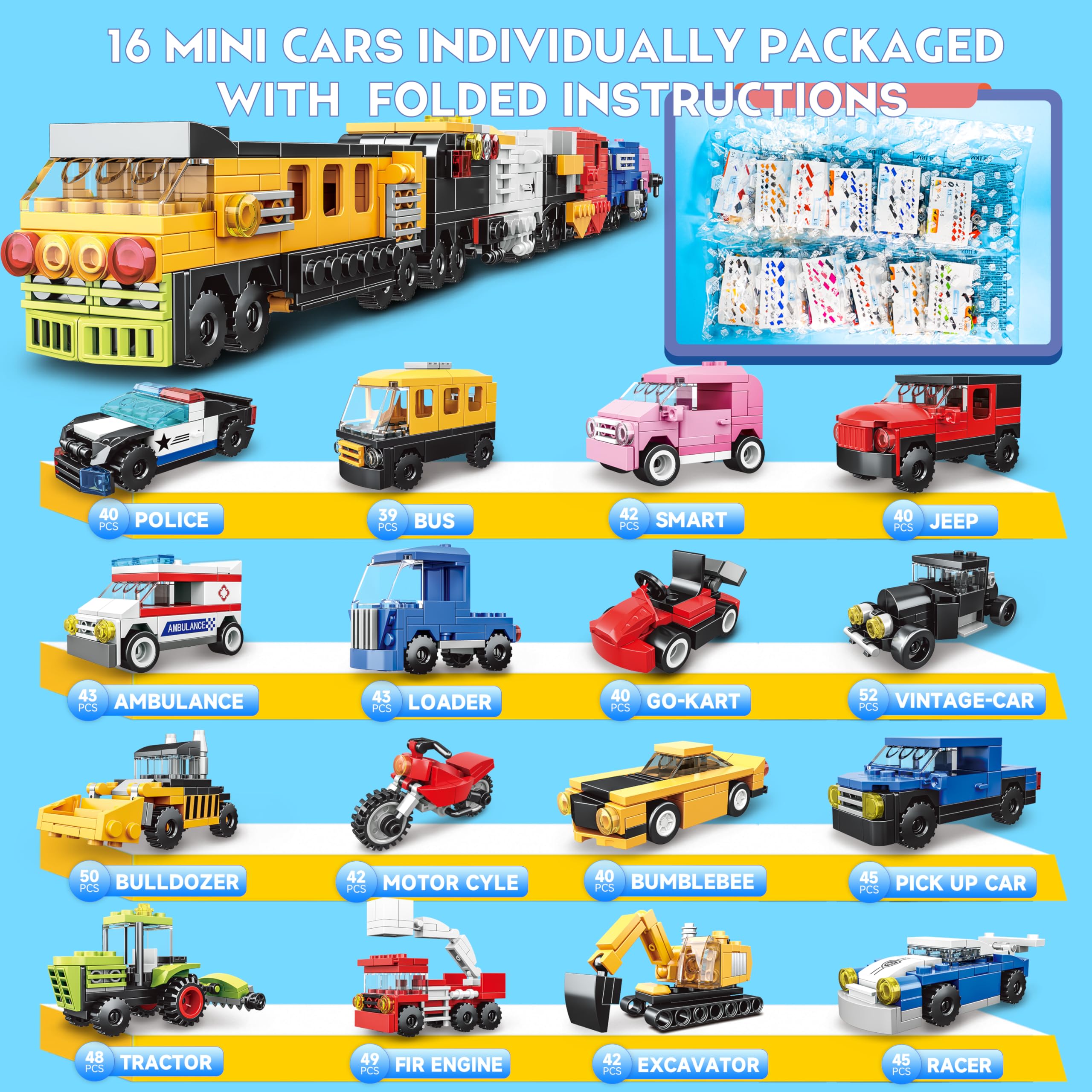 NAFONRU 16-pack includes a train for extended building sessions and group play.