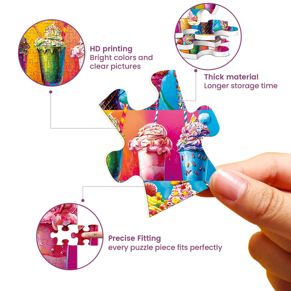 Najiaxiaowu ice cream puzzle pieces closeup shows sturdy recycled material and smooth interlock