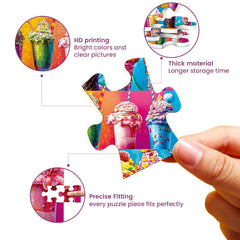 Najiaxiaowu ice cream puzzle pieces closeup shows sturdy recycled material and smooth interlock