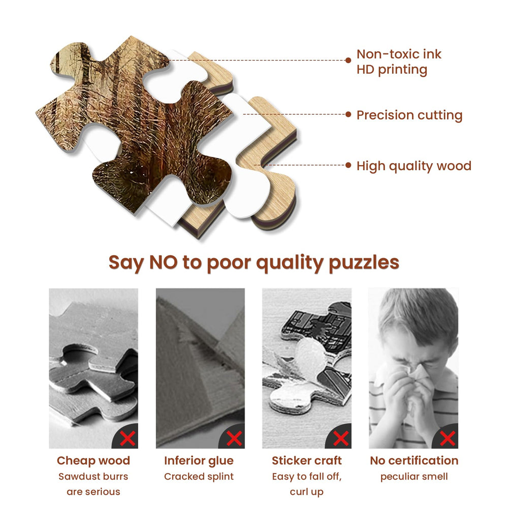 Najiaxiaowu WOZUIBAN natural wood board puzzle close-up: premium texture and satisfaction