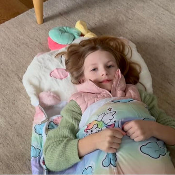 Nalexmi Happy Kids Sleeping Bag carry bag, lightweight transport for trips.