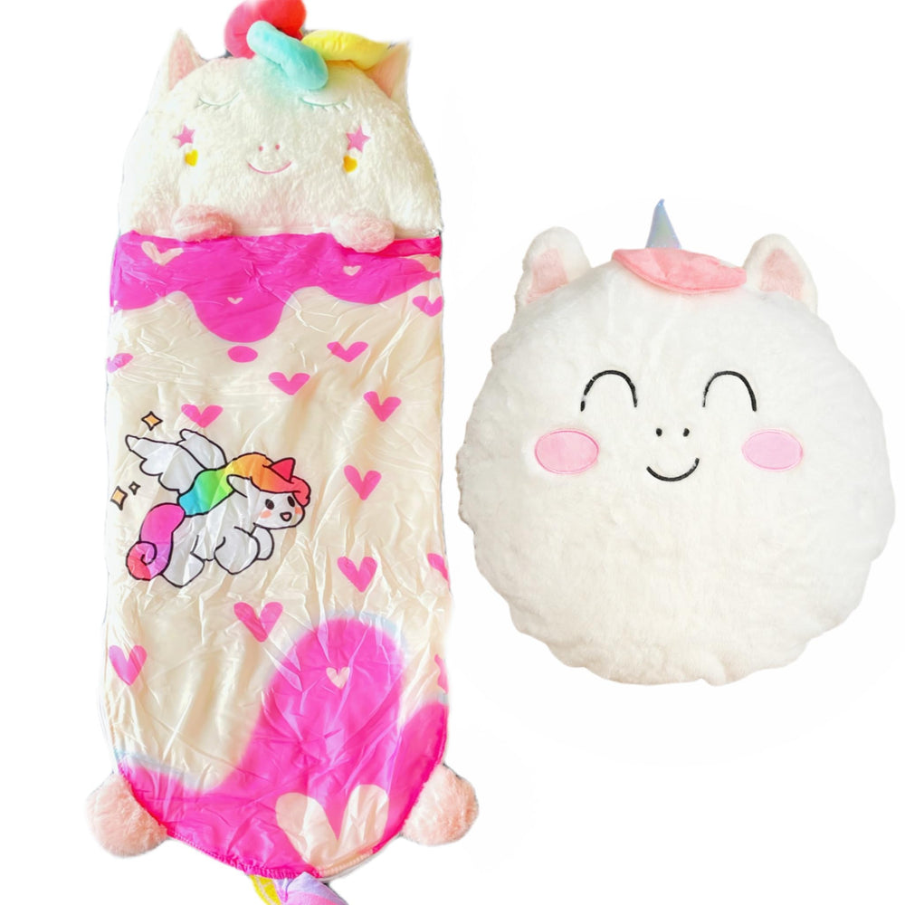 Nalexmi sleeping bag with pillow displays heart rainbow unicorn for cozy sleepovers
