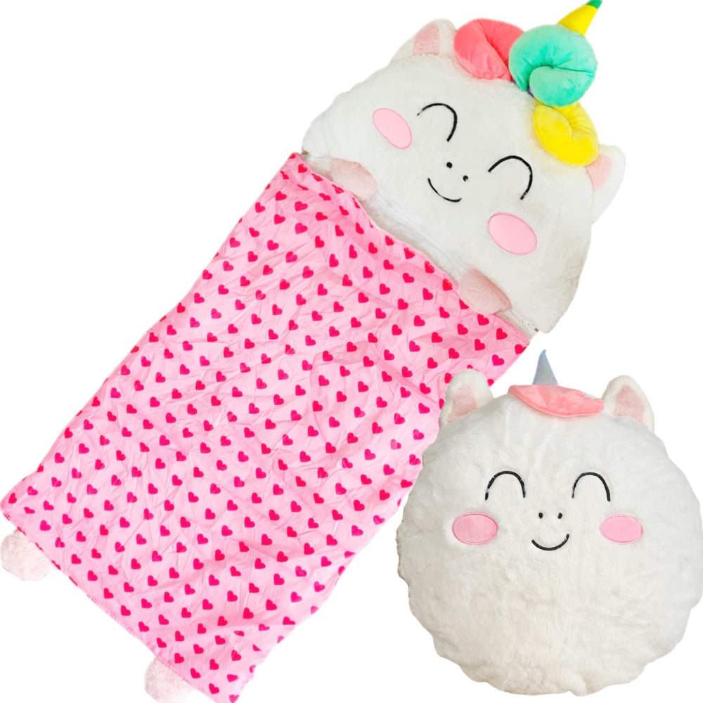 Nalexmi unicorn sleeping bag with pillow for cozy bedtime adventures.