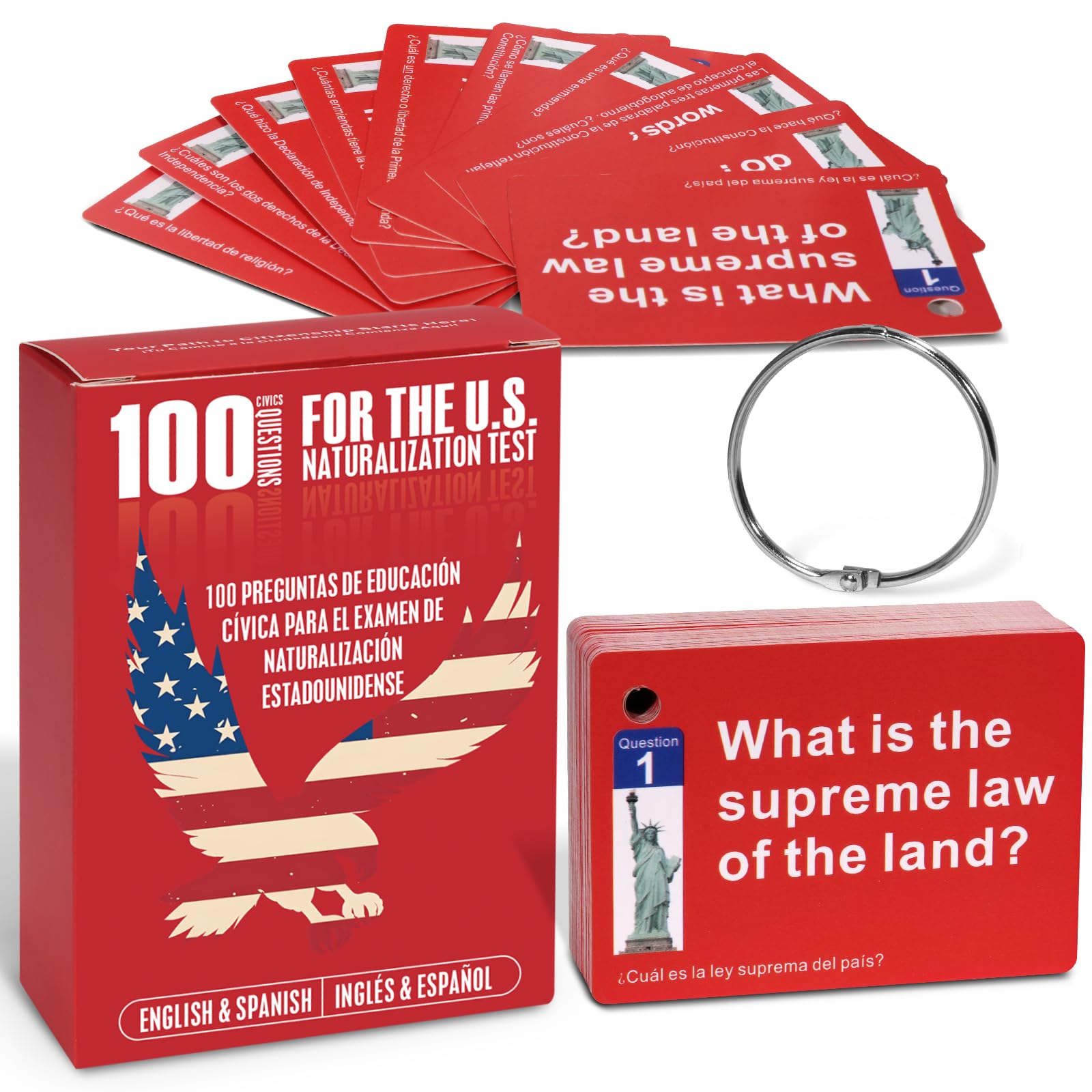 Nalosun US Citizenship Flash Cards 2025 with vivid illustrations for focused study