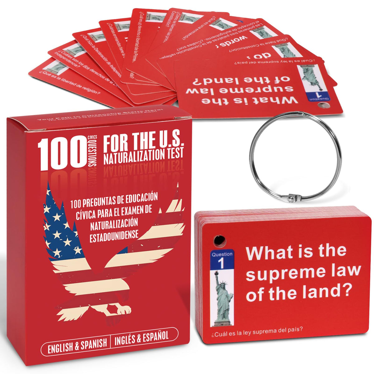 Nalosun US Citizenship Flash Cards 2025 with vivid illustrations for focused study