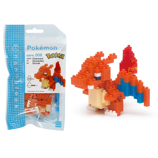 Nanoblock Charizard collection 2.2-inch height enhances compact display.