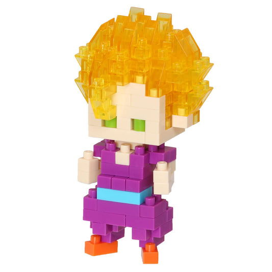 Nanoblock Dragon Ball Z Son Gohan Super Saiyan figure for compact display and collectability.