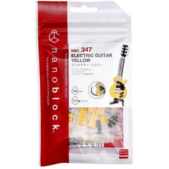 Nanoblock electric guitar yellow display piece with realistic mini details.
