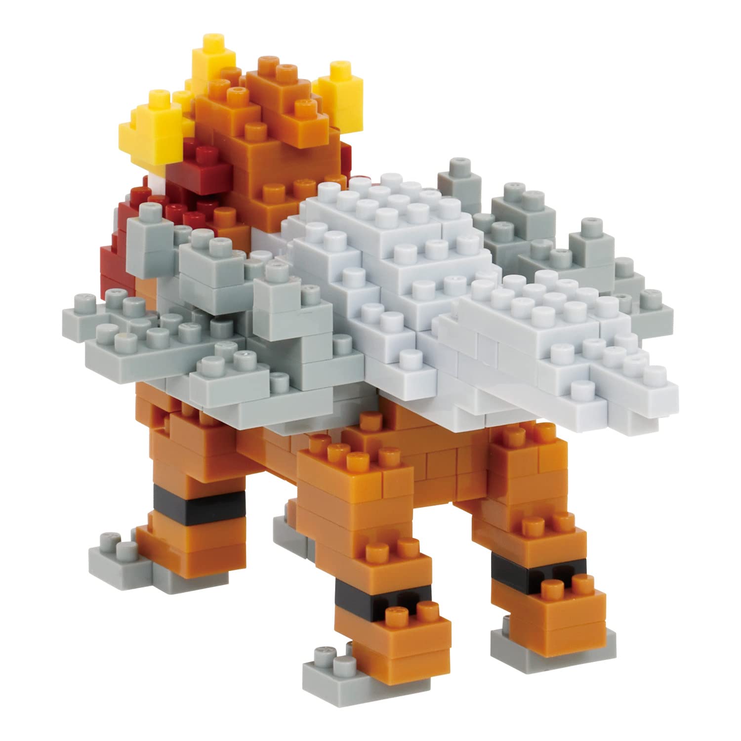 Nanoblock Entei miniature build highlights tiny bricks and depth.