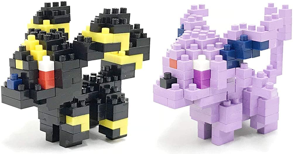 Nanoblock Espeon assembled size 52x48x60 for a compact shelf display.
