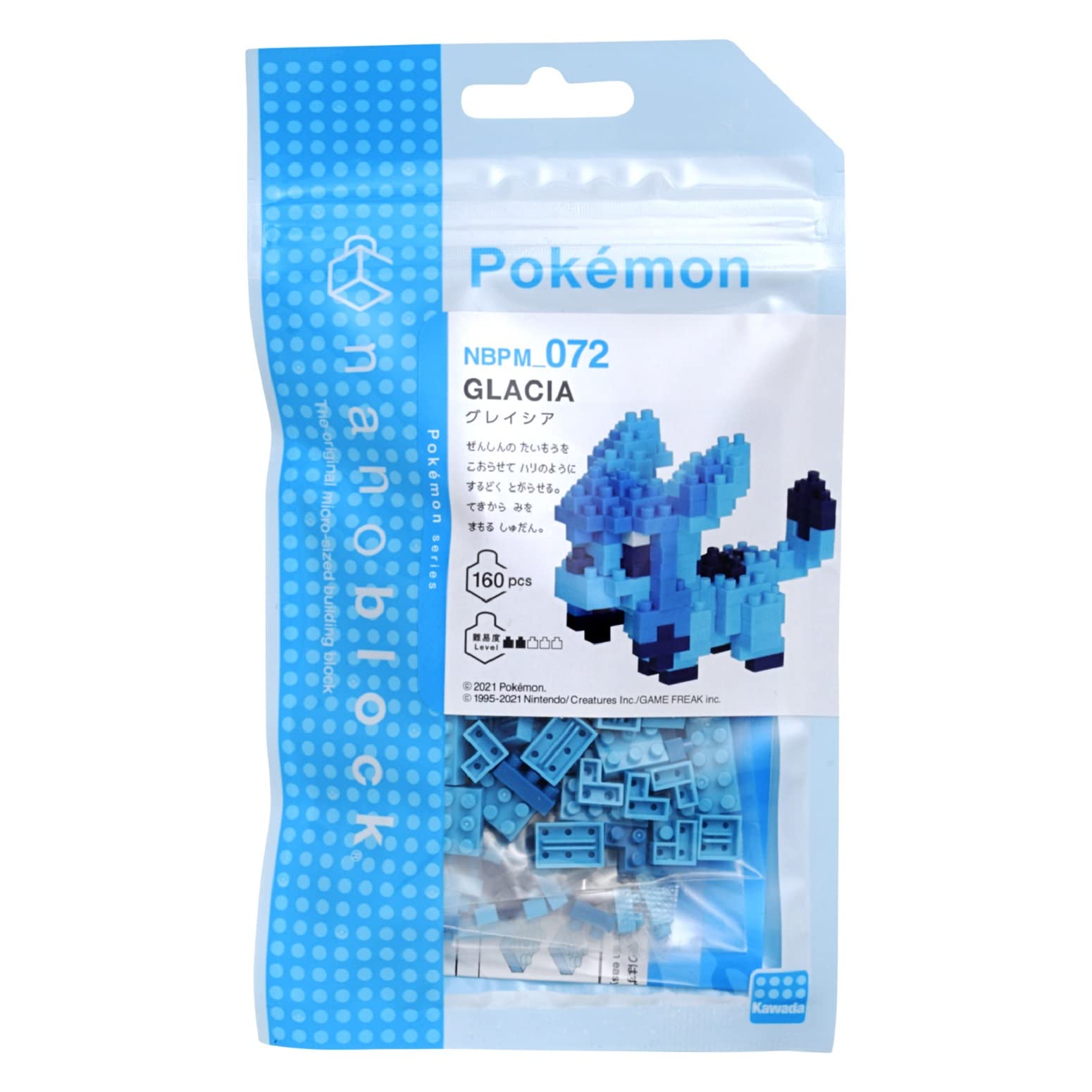 Nanoblock Glaceon close-up detail highlights precise pixels for realistic mini art.