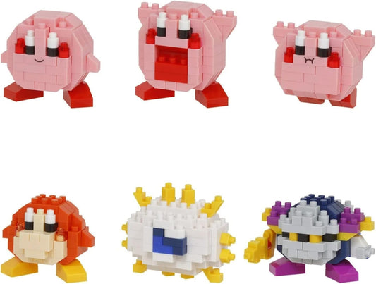 Kirby Mininano build figures by Nanoblock show pixel-art charm and precise detailing.