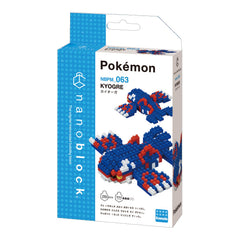Nanoblock Kyogre model stands about 2.9 inches, ideal for desktop display.