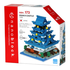 Nanoblock Osaka Castle tower detail highlighting tiny bricks for intricate 3D art.