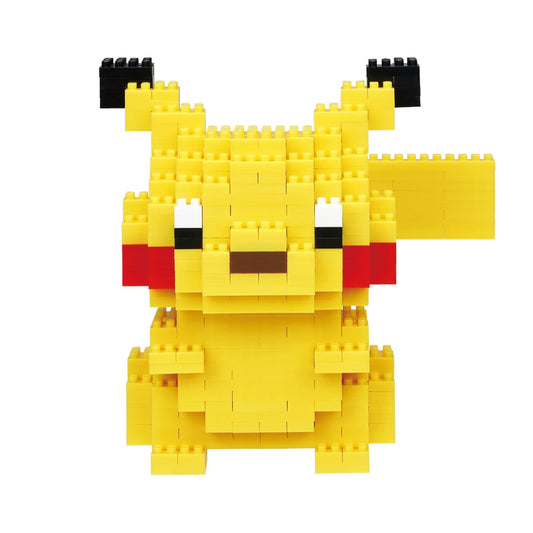Nanoblock Pikachu DX face close-up showing precise detailing.
