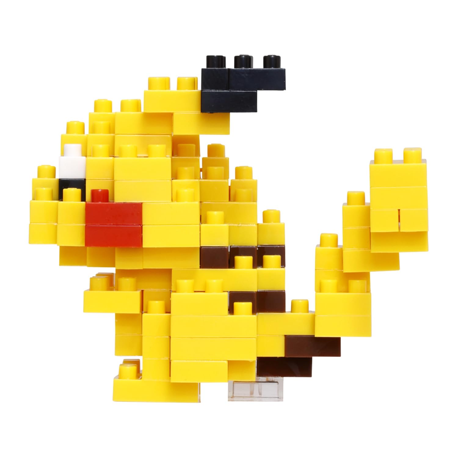 nanoblock Pikachu model — 1.8 inches tall for easy desk display.