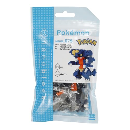 Nanoblock Garchomp kit with clear instructions for easy assembly